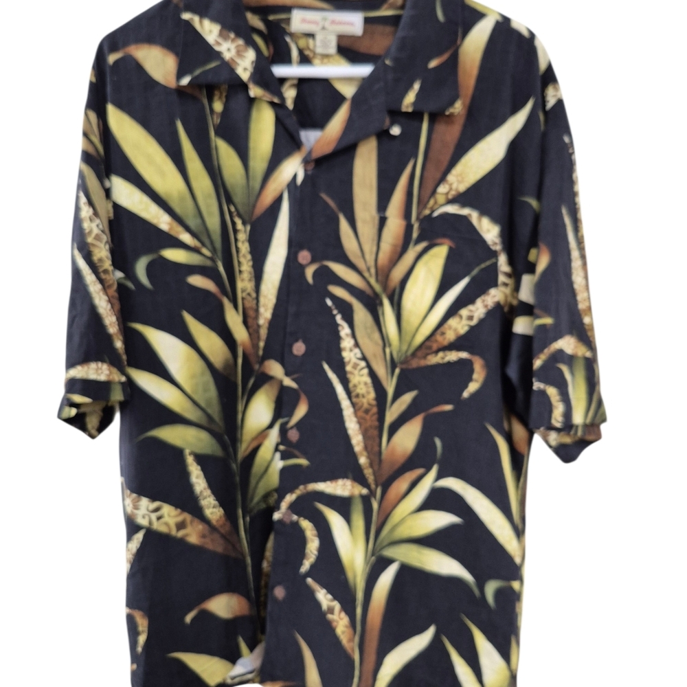 Tommy Bahama Hawaiian Shirt Tropical Print 100% Silk XLarge